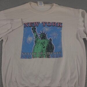 VINTAGE Delta Sweatshirt Men XL White New York Statue of Liberty USA 80s 90s
